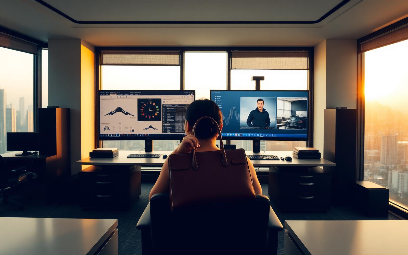 Dazz Commerce operations team reviewing e-commerce analytics and livestream performance from a Kuala Lumpur headquarters overlooking the Southeast Asian skyline
