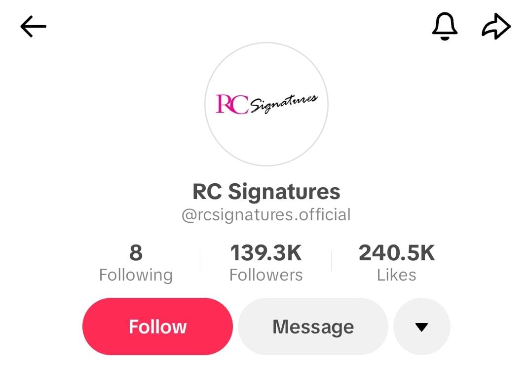 Dazz Commerce TikTok channel RC Signatures (@rcsignatures.official)